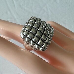 INDIGO FALLS Made In Thailand Sterling Silver 925 Electroform Waffle Ring Sz.7.5
